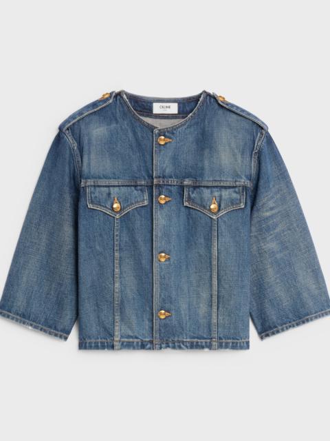 JACKET WITH PURE COLLAR IN DARK UNION WASH DENIM
