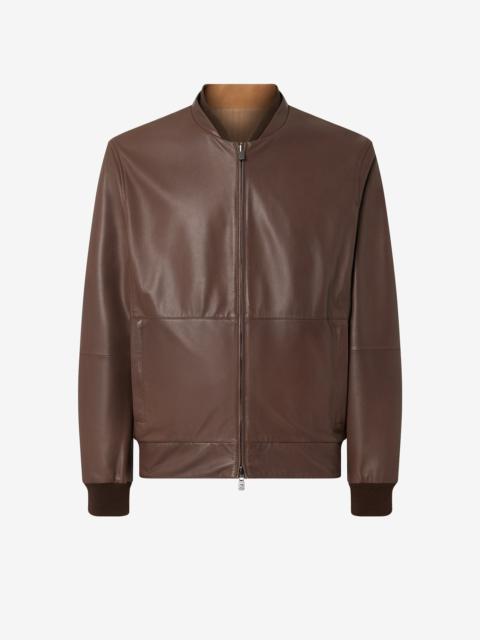 Reversible brown nappa leather jacket