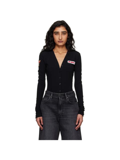 Black Heavy Jersey Button Up Bodysuit