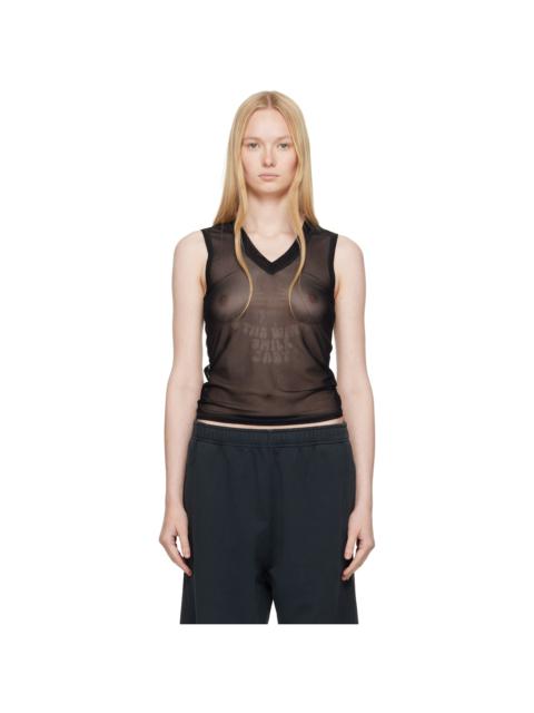 Black Elastic Jersey Mesh Tank Top
