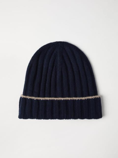 Cashmere rib knit beanie