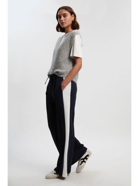 Twill Contrast Woven Wide Leg Trousers