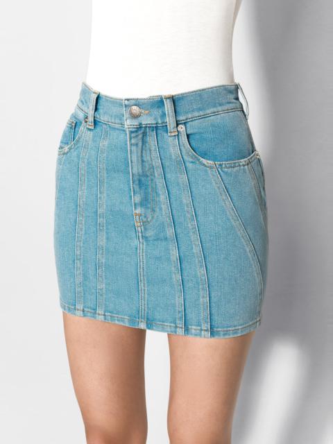 blue spiral denim skirt