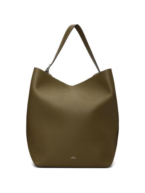 Brown Belted Grained-Leather Tote