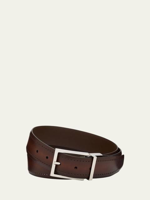 Men's Reversible Burnished Leather Belt