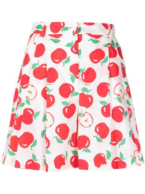 apple print pleated shorts