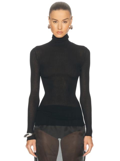 Ribbed Turtleneck Top