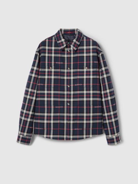 Tartan cotton jacquard padded shirt