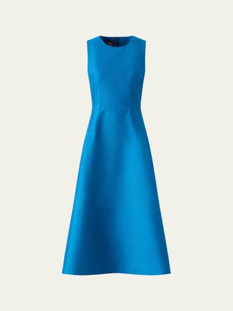 Dupion Sleeveless Silk Shantung Midi Dress