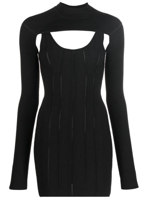 removable-bolero ribbed-knit mini dress