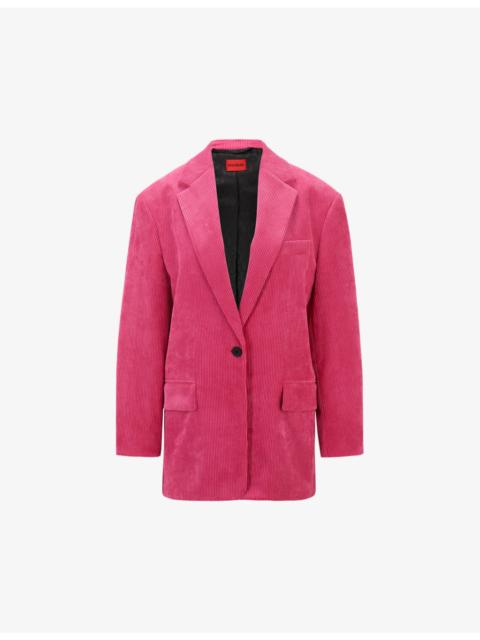 Regular-fit single-breasted stretch-corduroy jacket