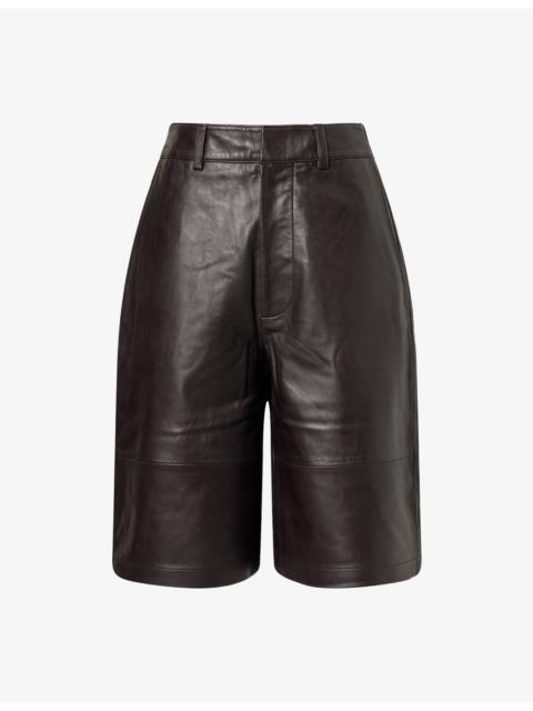 Olivia Relaxed-Fit Leather Bermuda Shorts