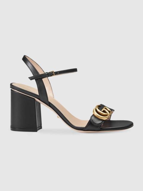 Leather mid-heel sandal