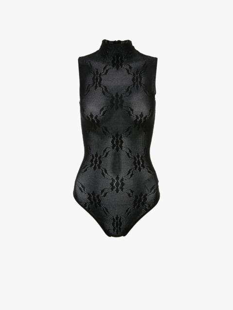 Sleeveless High Neck Bodysuit In Black