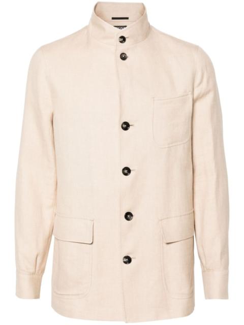 linen-blend shirt jacket