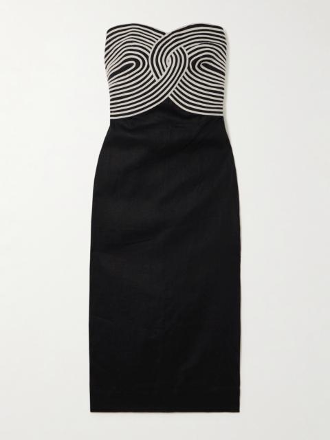 Arco Real Canvas-trimmed Linen Midi Dress