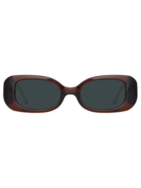 LOLA RECTANGULAR SUNGLASSES IN BROWN