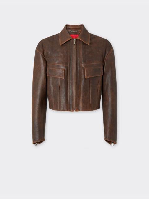 Damask leather blouson