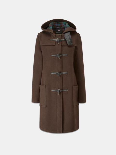 Women's Long Slim Fit Freda Duffle Coat Brown Tartan