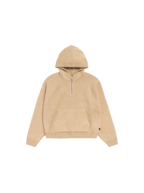 Stussy Quarter Zip Knit Hoodie Tan