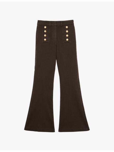 Athena Button-Detail Flared Stretch-Denim Jeans