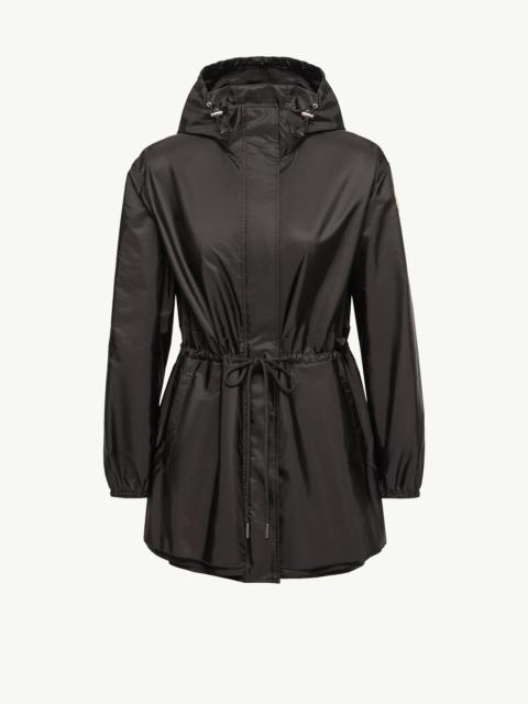 Weteau Ruched-Trim Hooded Mid-Length Jacket