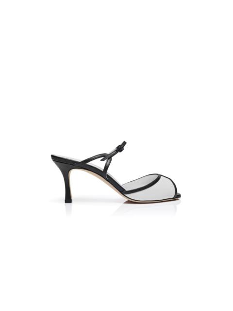 Black and White Nappa Leather Mules