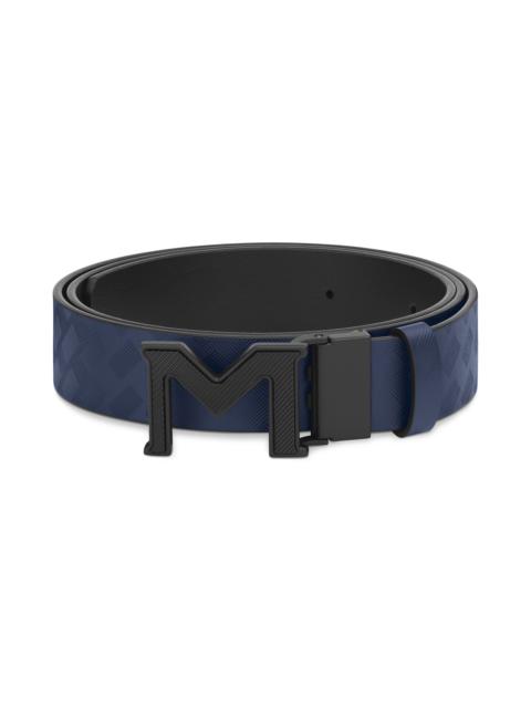 M buckle Extreme 3.0 blue/plain black 35 mm reversible leather belt