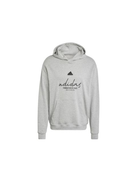 adidas Brand Love French Terry Hoodie Medium Grey Heather