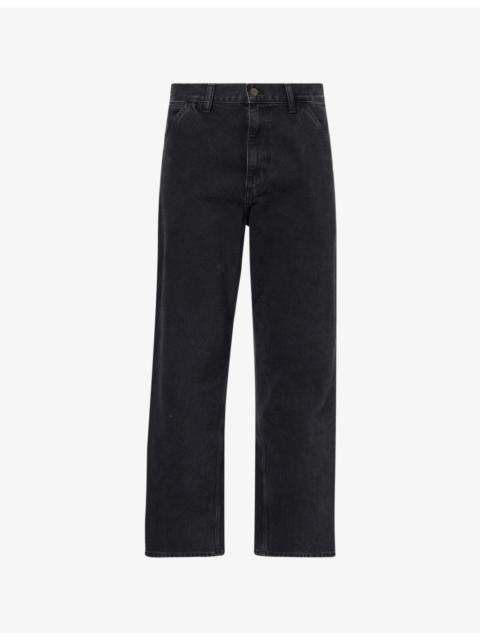 Single Knee Straight-Leg Denim Trousers