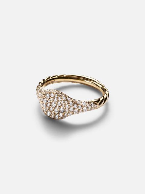 Petite Pavé 18kt gold pinky ring with diamonds