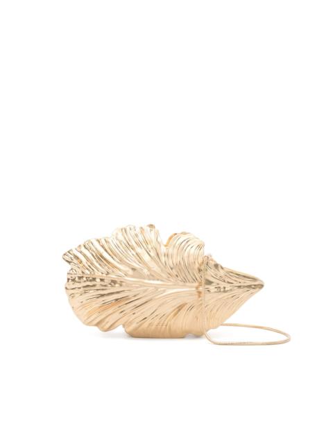 rippled leaf-motif clutch bag