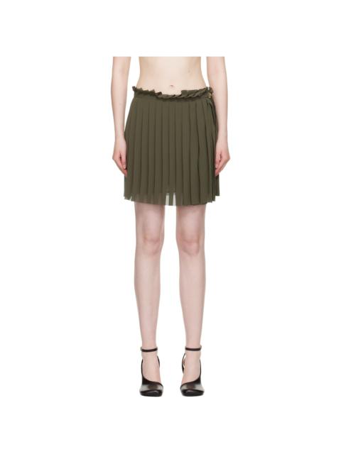 Khaki Pleated Miniskirt