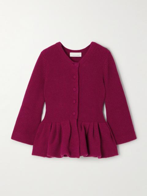 Ruffled Cashmere Peplum Cardigan