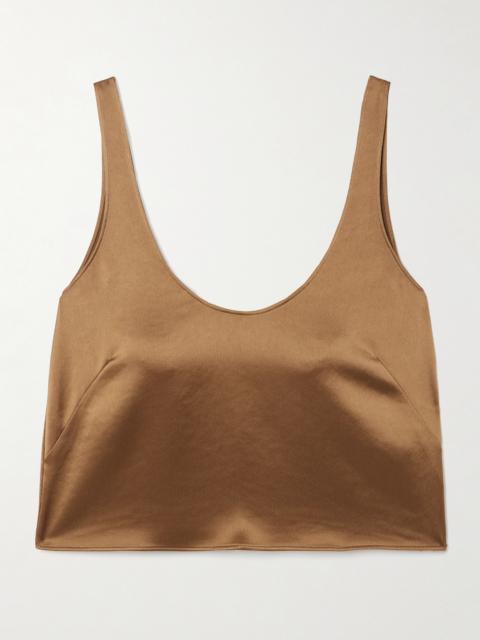 Barb Scoop Cropped Washed-satin Tank