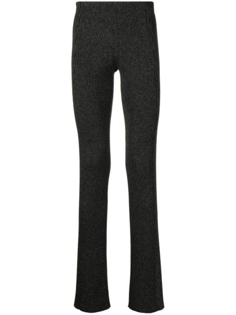marl-knit ribbed flared trousers