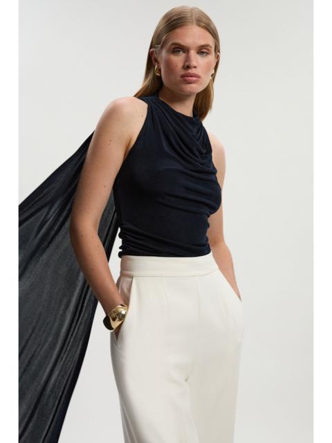 Premium Slinky Crepe High Neck Scarf Detail Bodysuit