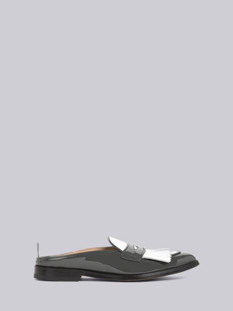 Soft Patent Kilt Varsity Penny Loafer Mule