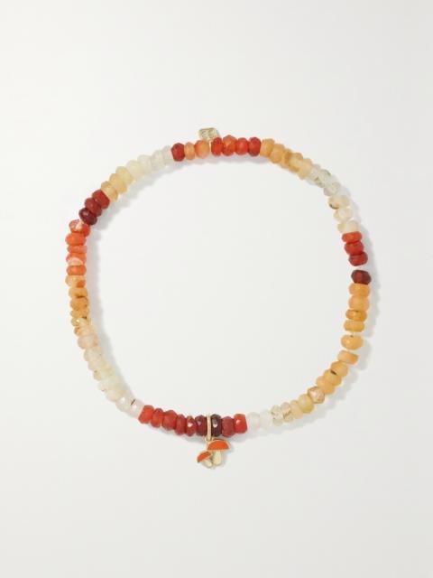 Mushroom 14-karat Gold, Enamel And Opal Bracelet