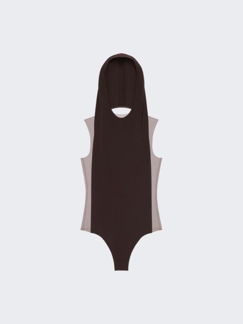 Frame Illusion Hooded Bodysuit Chocolate And Black