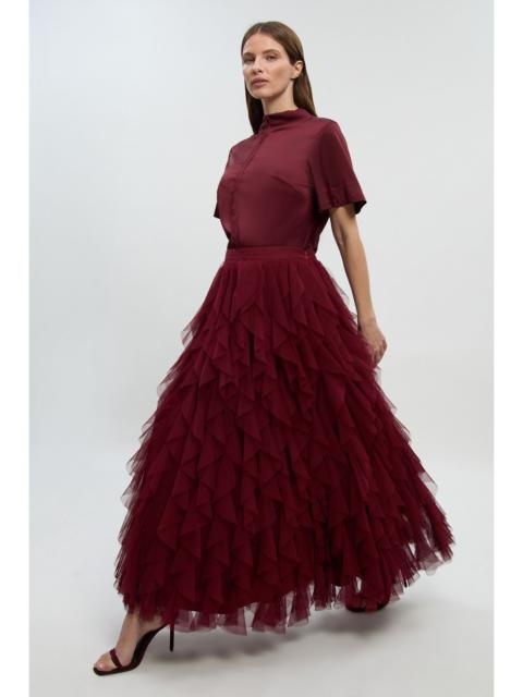 Tulle Ruffle Detail Woven Prom Skirt