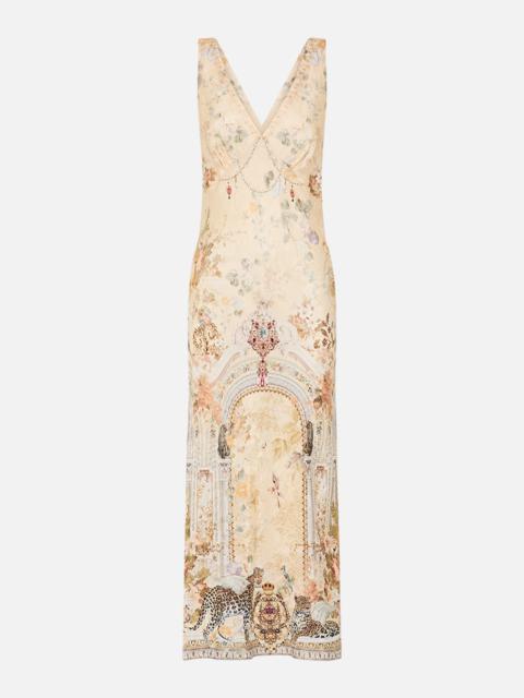 V-NECK JACQUARD SLIP DRESS