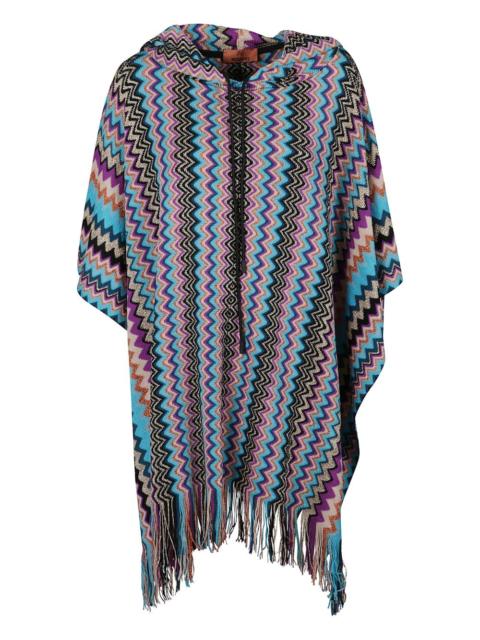 hooded fringed poncho