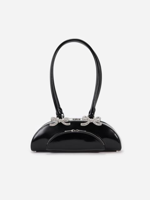 Black Leather Curved Shoulder Bag