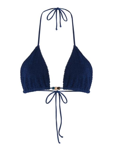 Ingrid Beaded Triangle Bikini Top navy