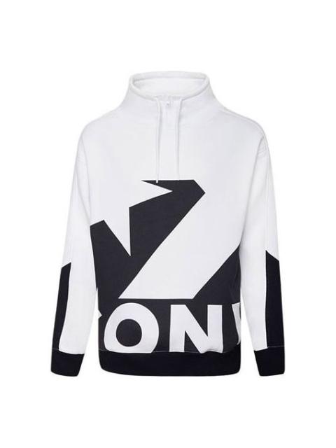 Men's Converse Contrasting Colors Logo Stand Collar Sports Pullover White 10019472-A01