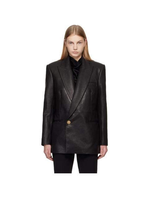 Black Tailored Lambskin Long Blazer