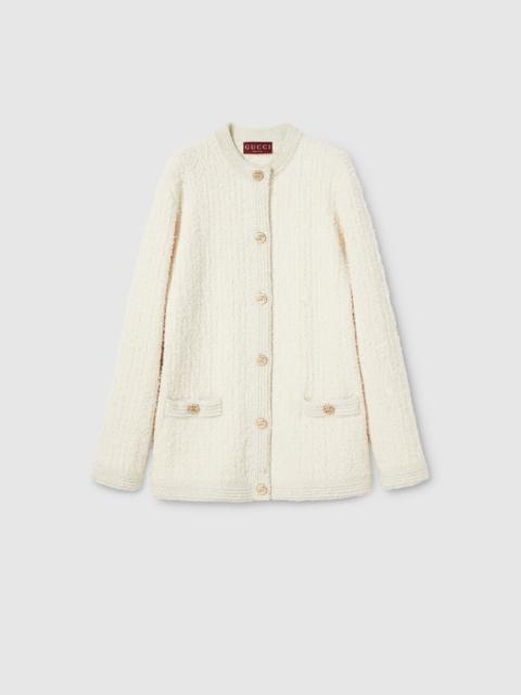 Wool lamé bouclé cardigan