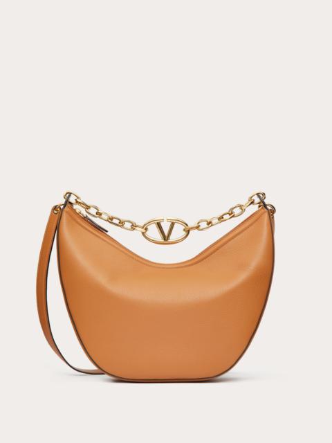 VLOGO MOON MEDIUM GRAINY CALFSKIN HOBO BAG WITH CHAIN