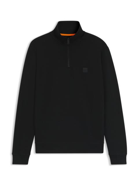 ZIP-NECK SWEATSHIRT IN COTTON TERRY WITH LOGO PATCH